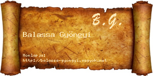 Balassa Gyöngyi névjegykártya